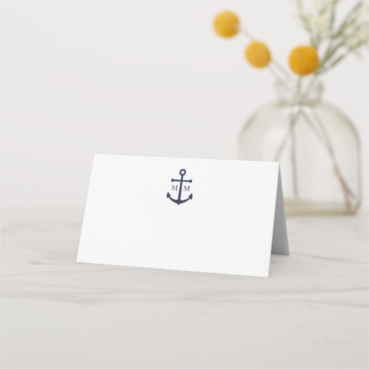 Nautical Navy Blue Anchor Wedding Plaatskaartje (Voorkant)