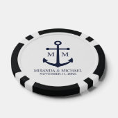 Nautical Navy Blue Anchor Wedding Poker Chips (Enkel)