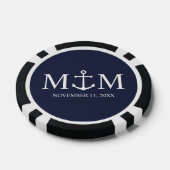 Nautical Navy Blue Anchor Wedding Poker Chips (Enkel)