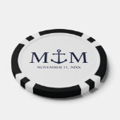 Nautical Navy Blue Anchor Wedding Poker Chips (Enkel)