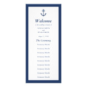 Nautical Navy Blue Anchor Wedding Programme Reclamekaart (Voorkant)