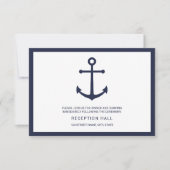 Nautical Navy Blue Anchor Wedding Reception Kaart (Voorkant)