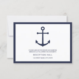 Nautical Navy Blue Anchor Wedding Reception Kaart