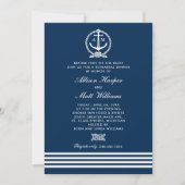 Nautical Navy Blue Anchor Wedding Rehearsal Dinner Kaart (Voorkant)