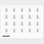 Nautical Navy Blue Anchor Wedding Ronde Sticker (Vel)