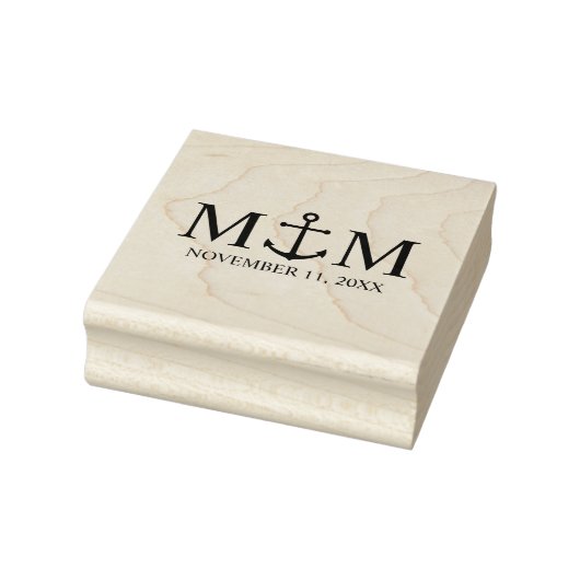 Nautical Navy Blue Anchor Wedding Rubberstempel (Stempel)