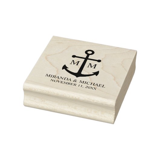 Nautical Navy Blue Anchor Wedding Rubberstempel (Stempel)