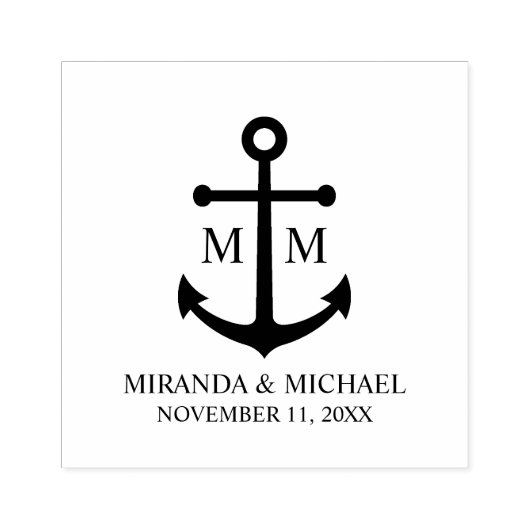 Nautical Navy Blue Anchor Wedding Rubberstempel (Afrduk)