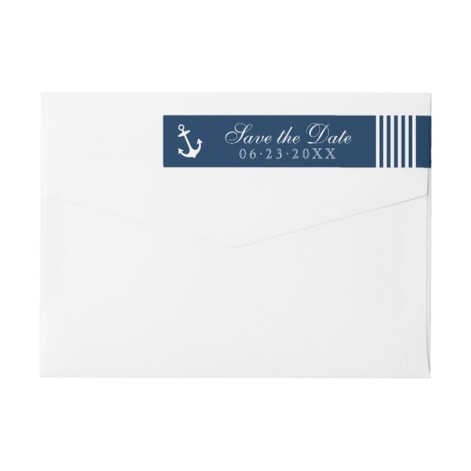 Nautical Navy Blue Anchor Wedding Save the Date (Achterkant)