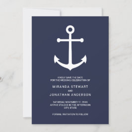 Nautical Navy Blue Anchor Wedding Save the Date
