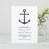 Nautical Navy Blue Anchor Wedding Save the Date (Staand voorkant)
