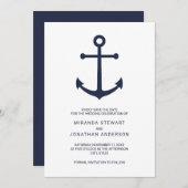 Nautical Navy Blue Anchor Wedding Save the Date (Voorkant / Achterkant)