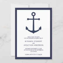 Nautical Navy Blue Anchor Wedding Save the Date