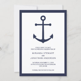 Nautical Navy Blue Anchor Wedding Save the Date