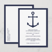 Nautical Navy Blue Anchor Wedding Save the Date Aankondigingskaart (Voorkant / Achterkant)
