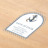 Nautical Navy Blue Anchor Wedding Save the Date Acryl Uitnodigingen (Laagn)