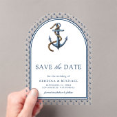 Nautical Navy Blue Anchor Wedding Save the Date Acryl Uitnodigingen (Insitu (Draagbaar))