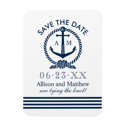 Nautical Navy Blue Anchor Wedding Save the Date Magneet (Verticaal)