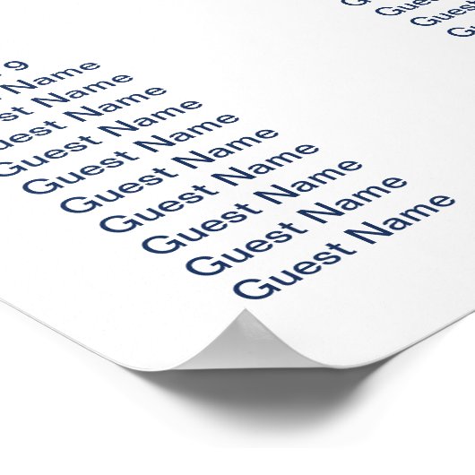 Nautical Navy Blue Anchor Wedding Seating Chart Poster (Hoek)