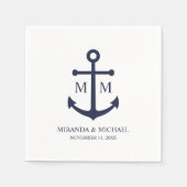Nautical Navy Blue Anchor Wedding Servet (Voorkant)