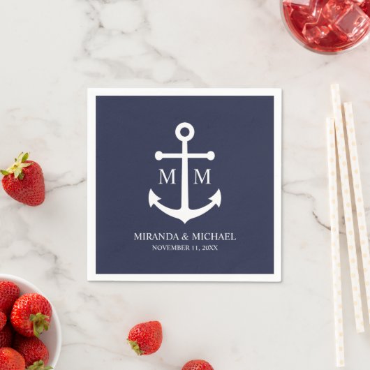Nautical Navy Blue Anchor Wedding Servet (Insitu)