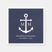 Nautical Navy Blue Anchor Wedding Servet (Voorkant)