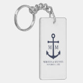 Nautical Navy Blue Anchor Wedding Sleutelhanger (Voorkant Links)