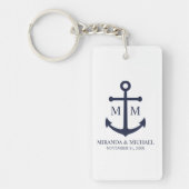 Nautical Navy Blue Anchor Wedding Sleutelhanger (Voorkant)