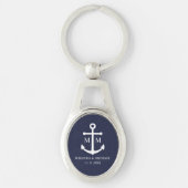 Nautical Navy Blue Anchor Wedding Sleutelhanger (Voorkant)