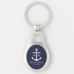 Nautical Navy Blue Anchor Wedding Sleutelhanger