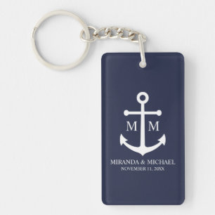 Nautical Navy Blue Anchor Wedding Sleutelhanger