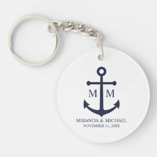 Nautical Navy Blue Anchor Wedding Sleutelhanger