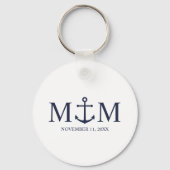 Nautical Navy Blue Anchor Wedding Sleutelhanger (Voorkant)