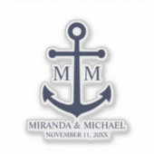 Nautical Navy Blue Anchor Wedding Sticker (Voorkant)