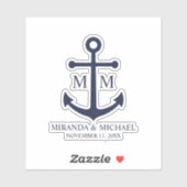 Nautical Navy Blue Anchor Wedding Sticker (Vel)