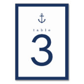 Nautical Navy Blue Anchor Wedding Table Number Kaart (Voorkant)