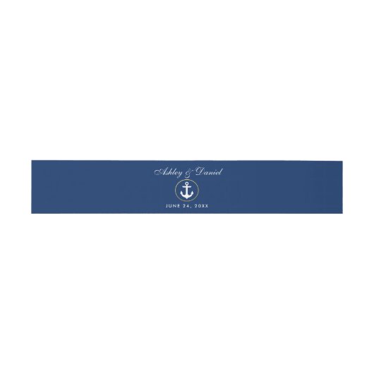 Nautical Navy Blue Anchor Wedding Uitnodigingen Wikkel (Vlak)