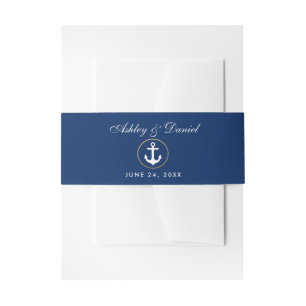 Nautical Navy Blue Anchor Wedding Uitnodigingen Wikkel