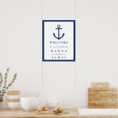 Nautical Navy Blue Anchor Wedding Welcome Sign Poster (Keuken)