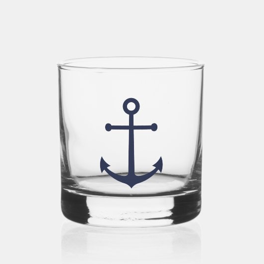 Nautical Navy Blue Anchor Whisky Glas (Voorkant)