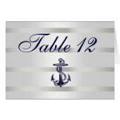 Nautical Navy Blue Anchor White BG Table Number (Voorkant Horizontaal)