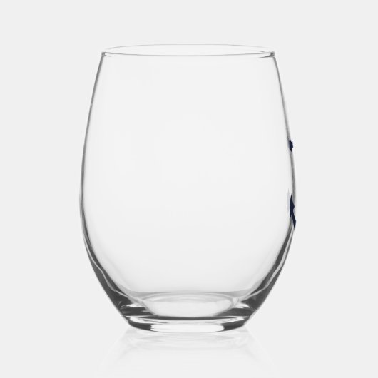 Nautical Navy Blue Anchor Wijnglas Zonder Voet (Rechts)