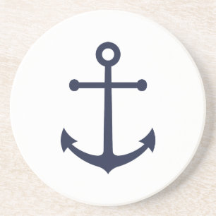 Nautical Navy Blue Anchor Zandsteen Onderzetter