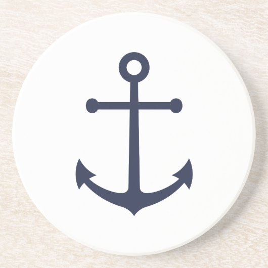Nautical Navy Blue Anchor Zandsteen Onderzetter (Voorkant)