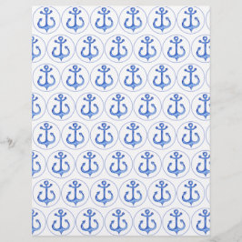 Nautical Navy Blue Anchors Scrapbook Paper