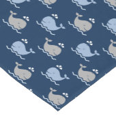 Nautical Navy Blue and Grey Whales Pattern Korte Tafelloper (Hoek)