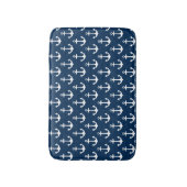 Nautical Navy Blue and White Boat Anchor Pattern Badmat (Voorkant Verticaal)