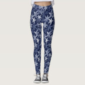 Nautical Navy Blue and White Starfish Zee Leggings (Voorkant)