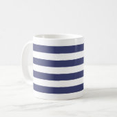 Nautical Navy Blue and White Stripes Koffiemok (Voorkant links)