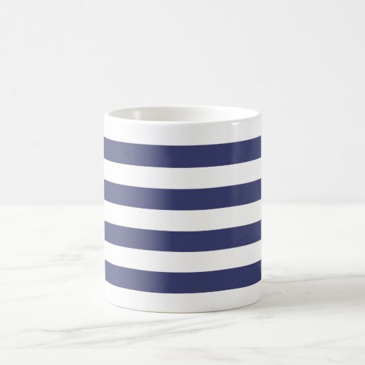 Nautical Navy Blue and White Stripes Koffiemok (Center)